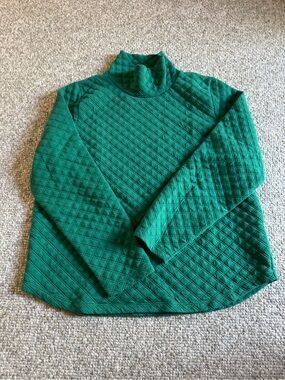 J. Crew Factory Emerald Green Quilted Turtleneck Sweater